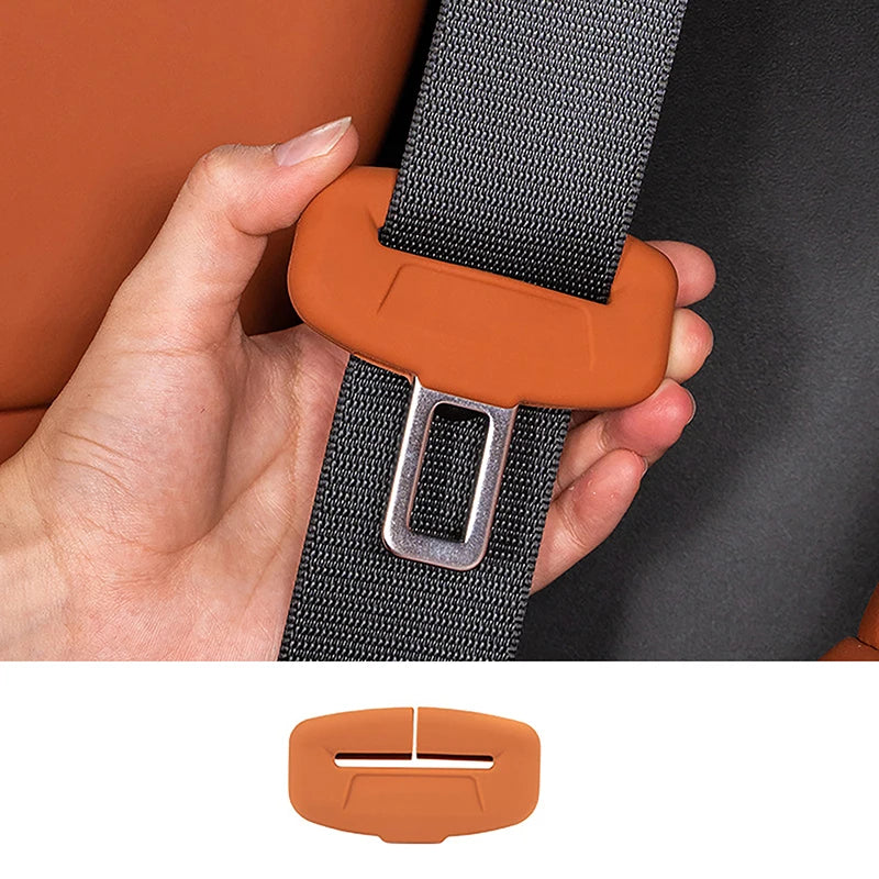 Universal Safety Seat Belt Buckle Covers Scratch Proof Rubber Qme Orange