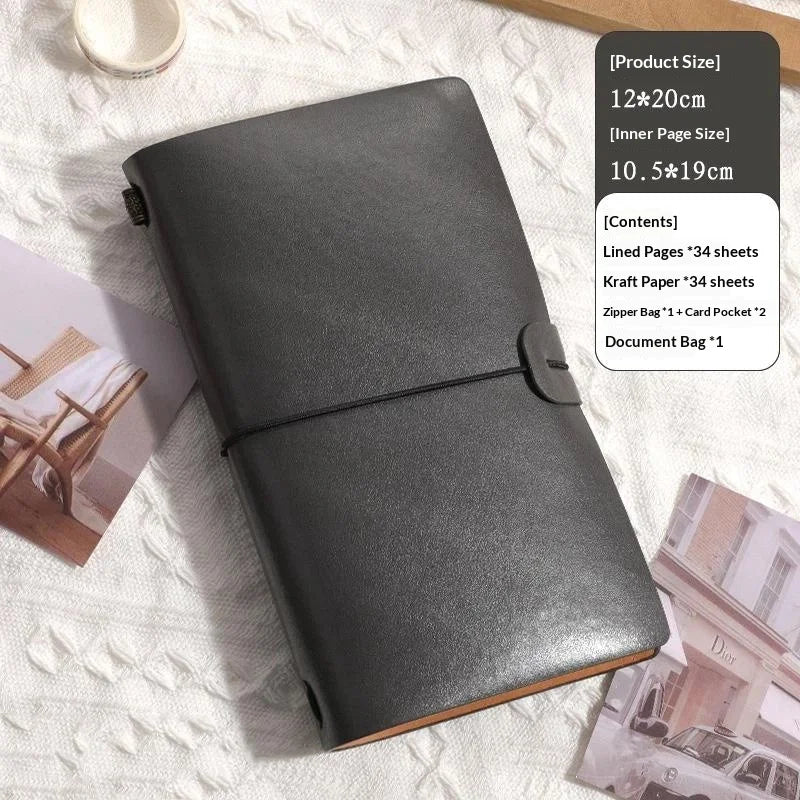 Vintage PU Leather Refillable Notebook Soft Cover Loose Leaf Pages Qme A10