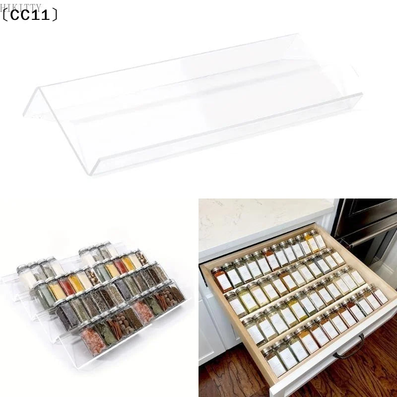 Clear Plastic Expandable Spice Rack Organizer Tilted Design Kitchen Qme