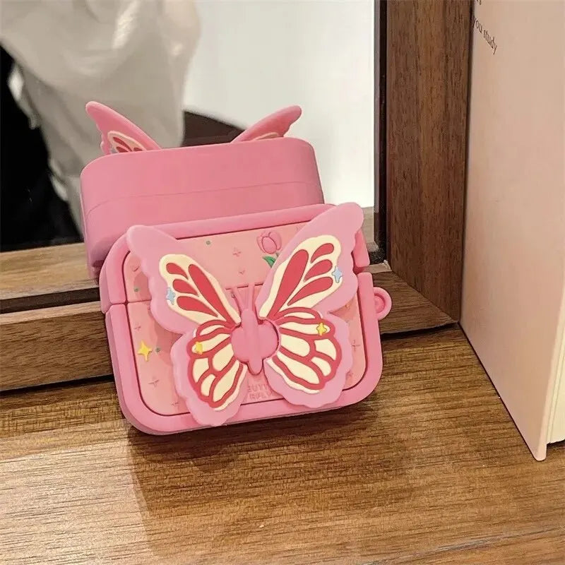 3D Cartoon Butterfly Headphone Case for AirPods 1/2,AirPods Pro,AirPods Pro 2,AirPods 3 Headphones, Anti-drop Headphone Case Qme