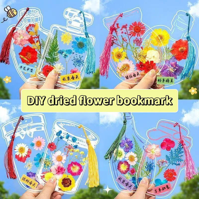 40 DIY Handmade Transparent Dried Flower Bookmark Clear Bottle Shape Qme