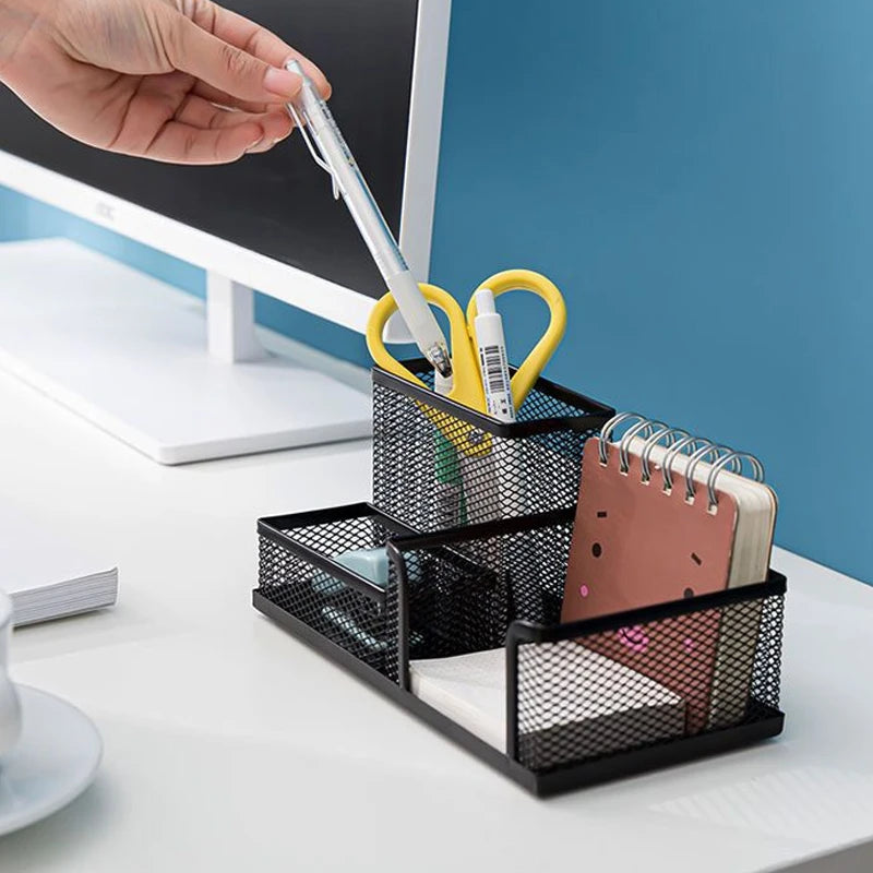 Desk Stationery Organizer Creative Metal Pen Holder Pencil File Qme