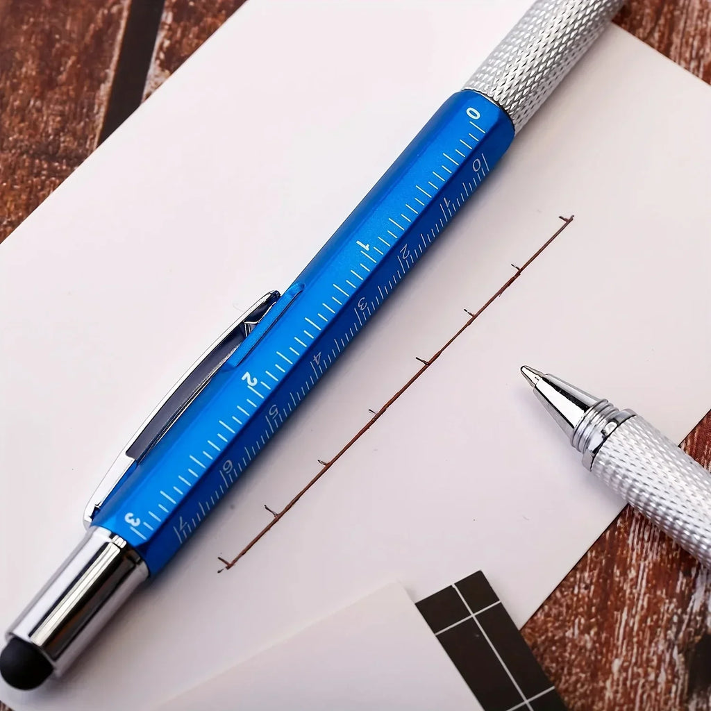 4pcs Father's Day Gift 6-in-1 Multi Functional Pen Set with Pen Core Screwdriver Ruler Level Birthday Graduation Qme