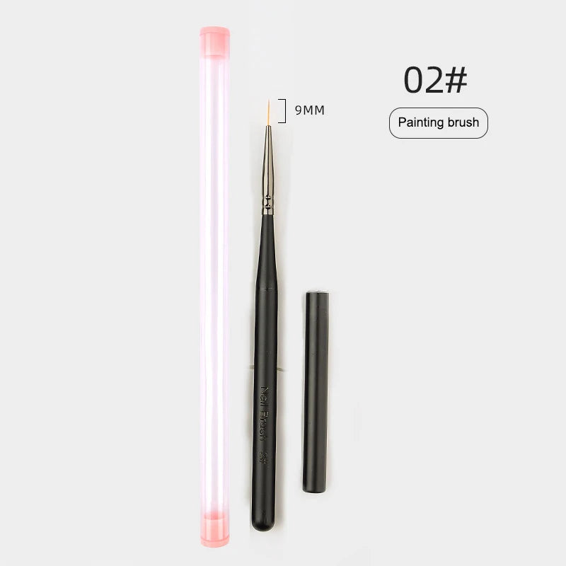 Wooden Handle Nail Drawing Brushes Manicure Lines Painting Gradient Qme A2