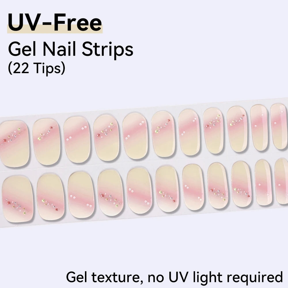 Baking-free 22Tips Nail Stickers Summer Strawberry Polish Sticker Qme BSA-0113