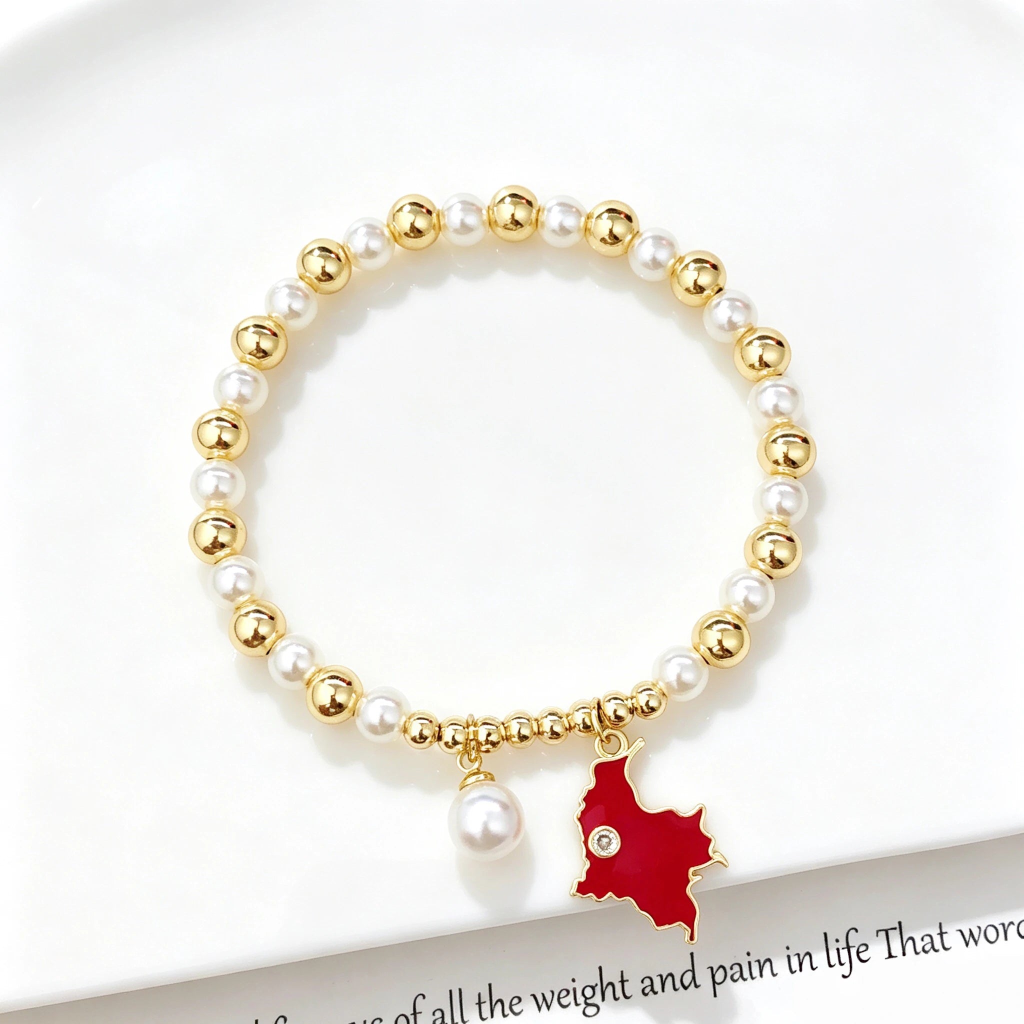 Classic Violin Round Parrot-Shaped Venezuela Colombia Flag Designer Pearl Bracelet Luxury for Women Party Patriotic Jewelry Gift Qme 2