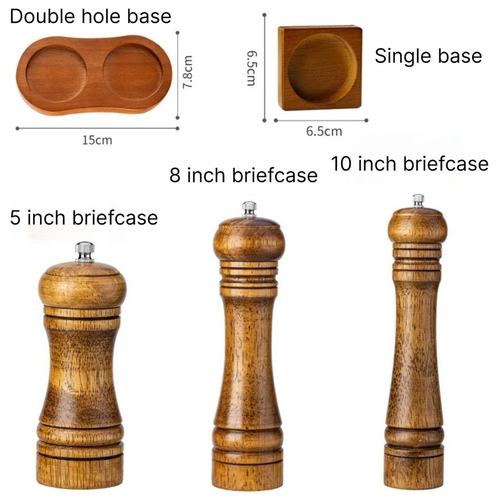 A 5 8 10 Inch Manual Oak Spice Grinder Bottle, Pepper Zanthoxylum Mill, Household Fresh Ground Pepper Seasoning Container Qme