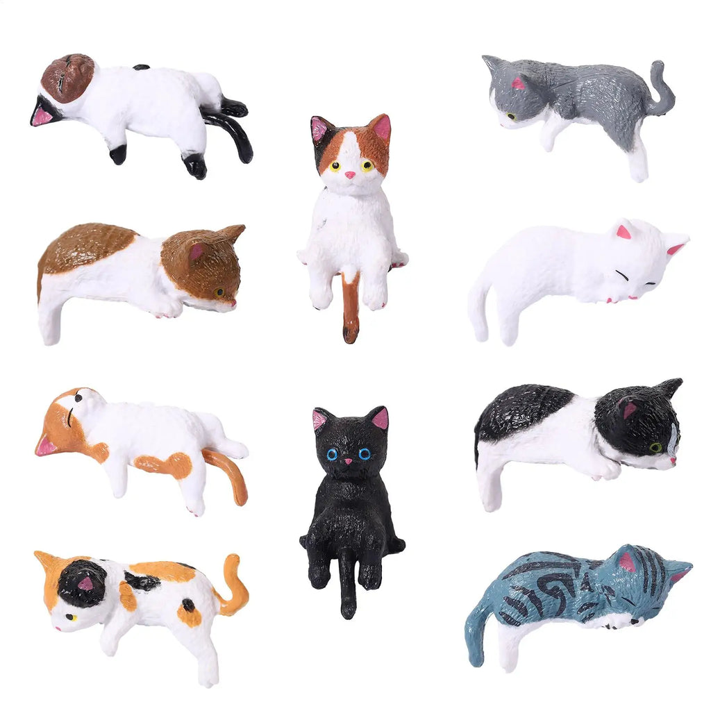 Cat Figurines Cartoon Resin Cute Car Ornament 5 Pieces Kitten Figurines Desk Decor for Women Vehicle SUV Dashboard Computer Desk Qme