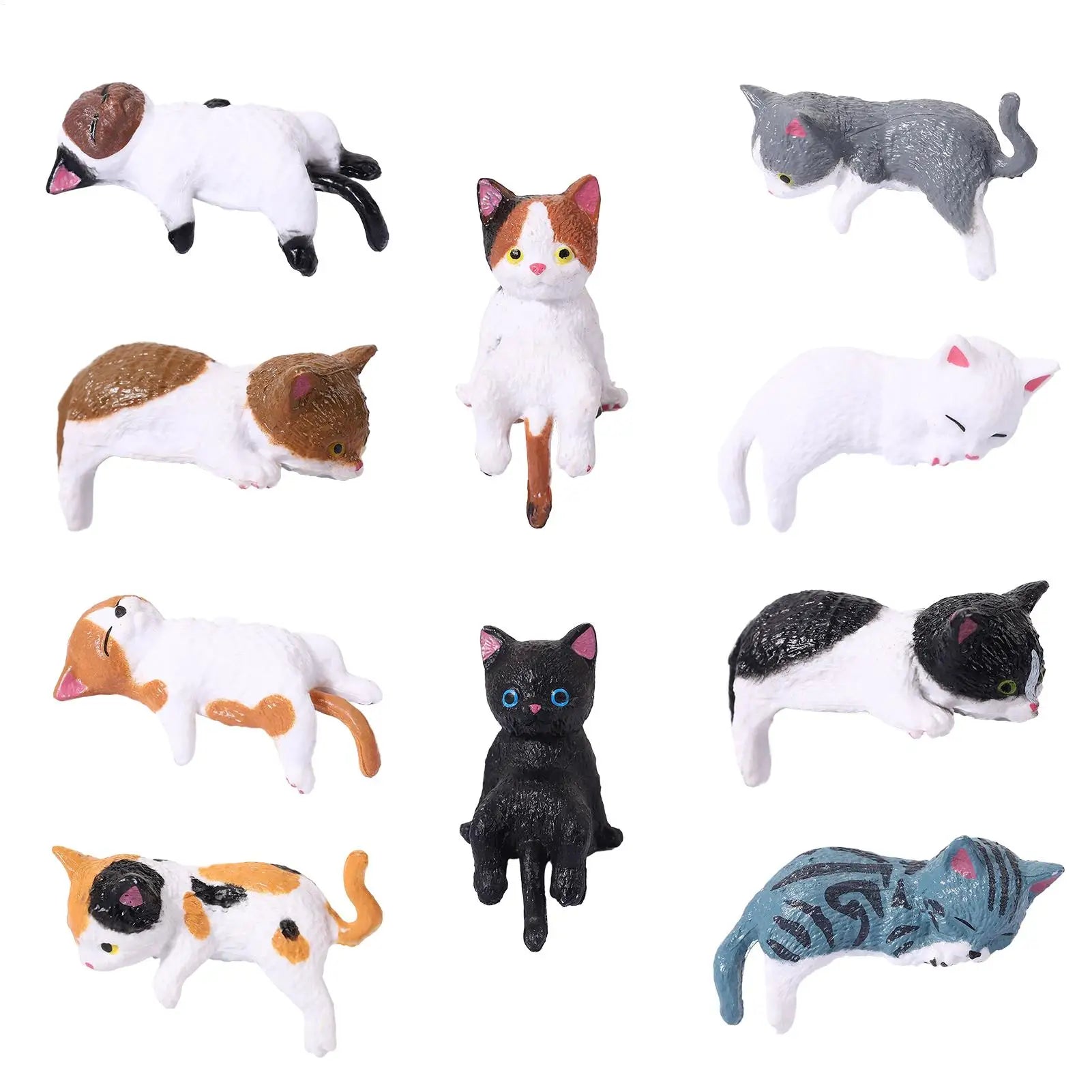 Cat Figurines Cartoon Resin Cute Car Ornament 5 Pieces Kitten Figurines Desk Decor for Women Vehicle SUV Dashboard Computer Desk Qme