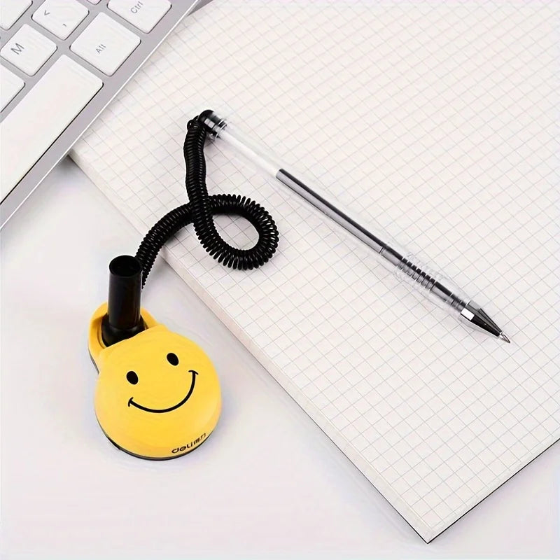 Powerful Desk Pens Fixed Signature Pens Cute Smile Service Counter Black Bullet Head Can Be Pasted Fixed Front Desk Pens Qme