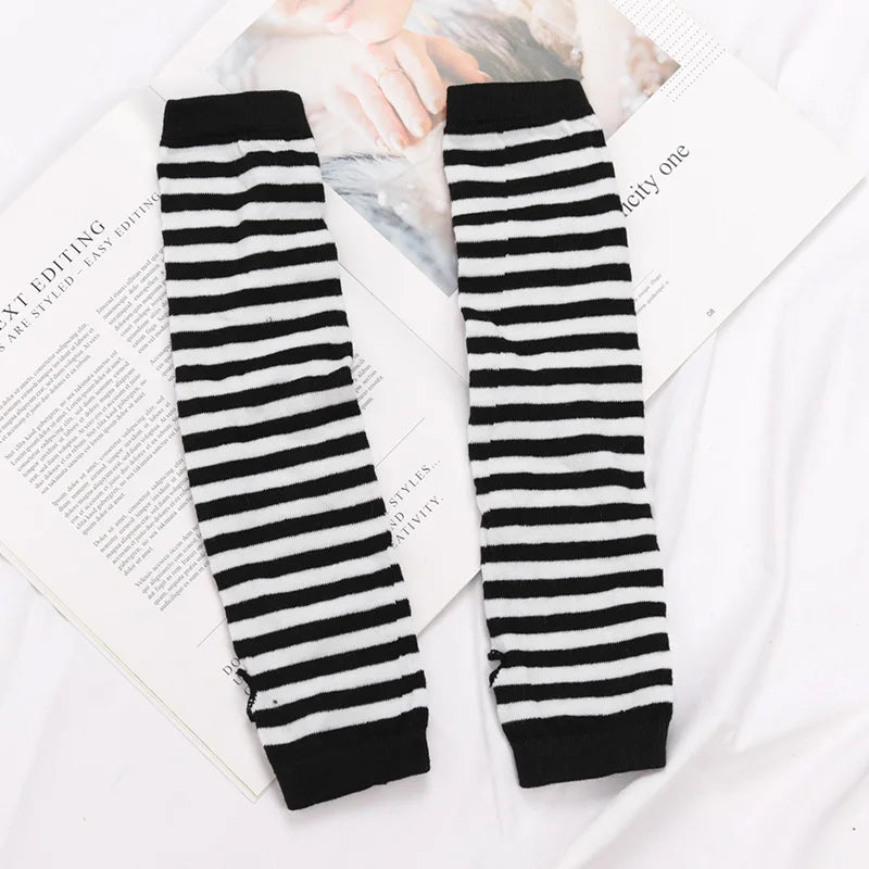 Long Fingerless Gloves Black Punk Cuff for Women Gothic Lolita Girls Men Hip-hop Glove Elbow Stretch Winter Arm Warmer Mitten Qme