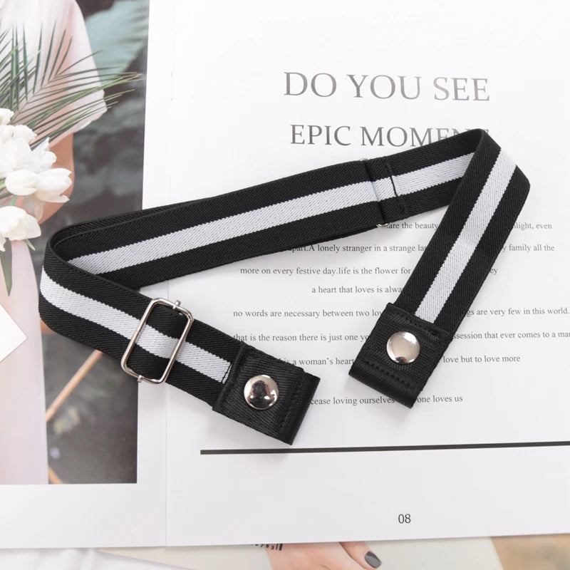 Elastic Belt Without Buckle Canvas Women Ladies Jeans Pants Waist