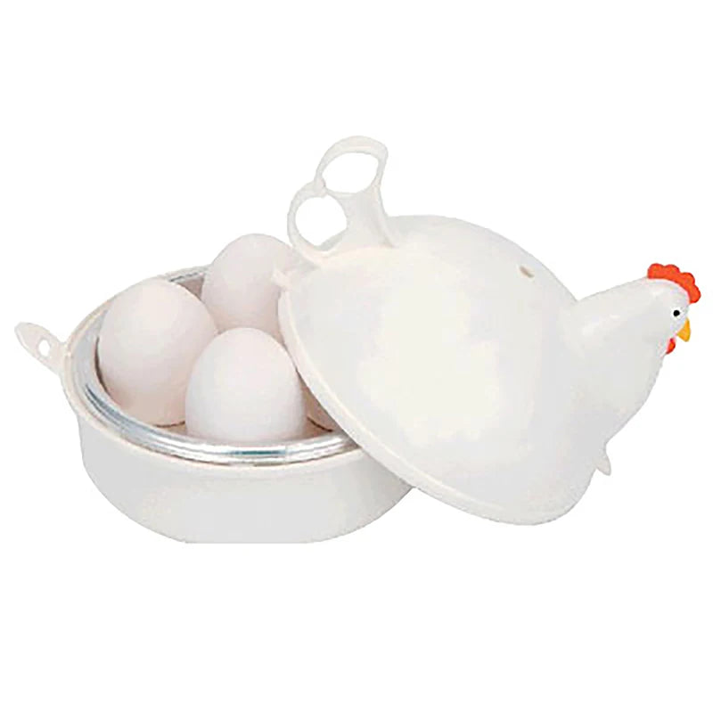1Pc Microwave Chicken Shaped Microwave Egg Steamer Microwave Egg Steamer Egg Cooker. Qme White