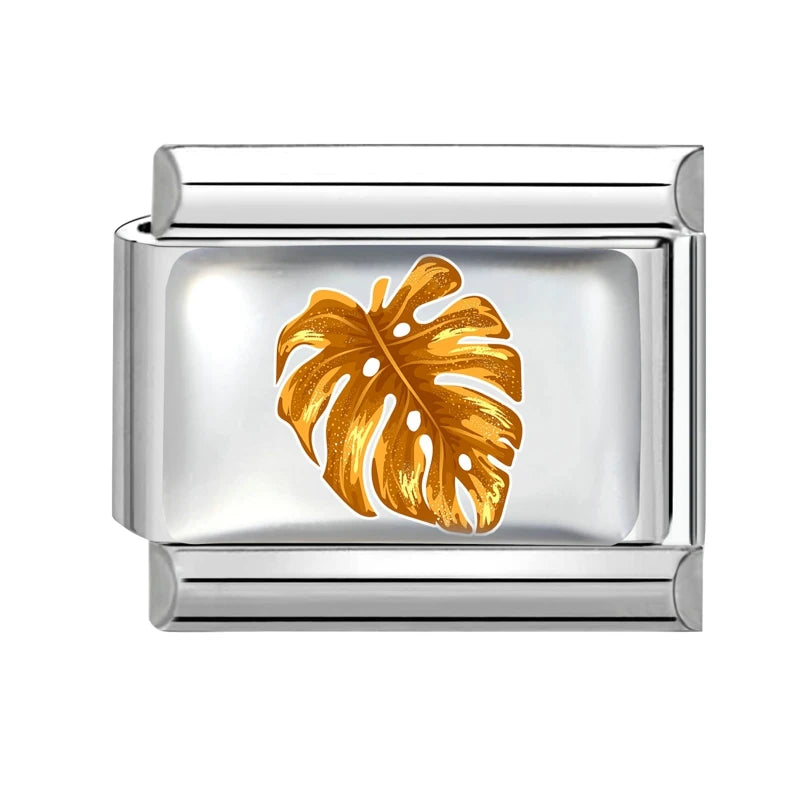 Design Colorful Earth Sun Sunflowers Stainless Steel Link Fit Italian