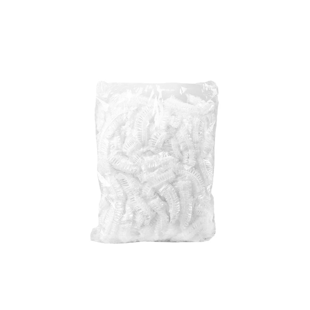 Thick Clear PE Disposable Shower Caps Plastic Elastic Hair Bath Cap for Women, Spa, Home Use, Hotel and Hair Salon, Travel Qme 100Pcs