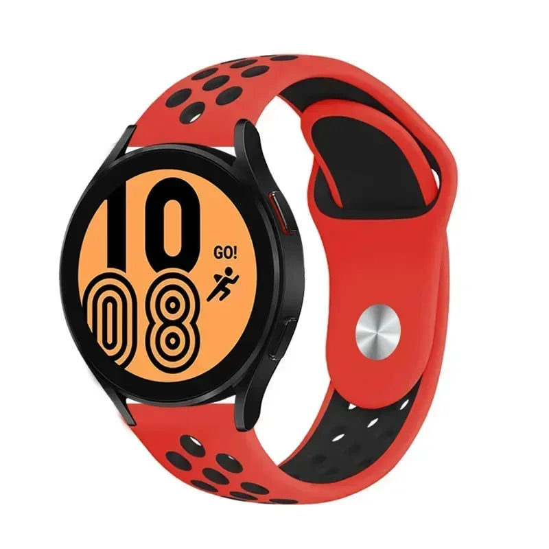 20mm 22mm Watch Strap for Samsung Galaxy Watch 6 5 4 3 Classic 47mm 43mm Pro 45mm 40mm 44mm Silicon Bracelet Huawei GT/3/2 Band Qme Red Black 20MM Watch Band