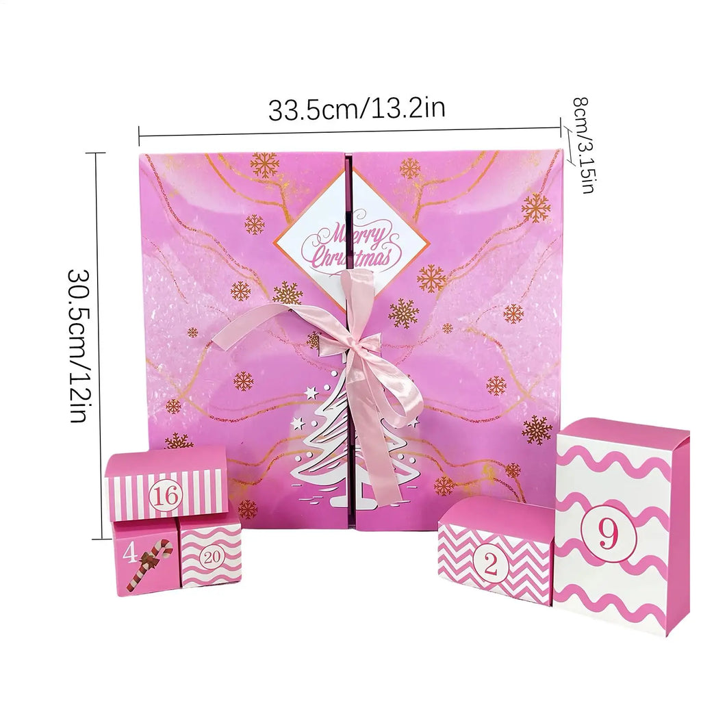 24Day Christmas Arrival Calendar Gift Filling Box Pink DIY Arrival Calendar Gift Box Packaging Box Empty Box Qme