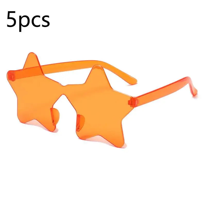 Star Shaped Rimless Sunglasses Colorful Transparent Party Glasses Qme A11