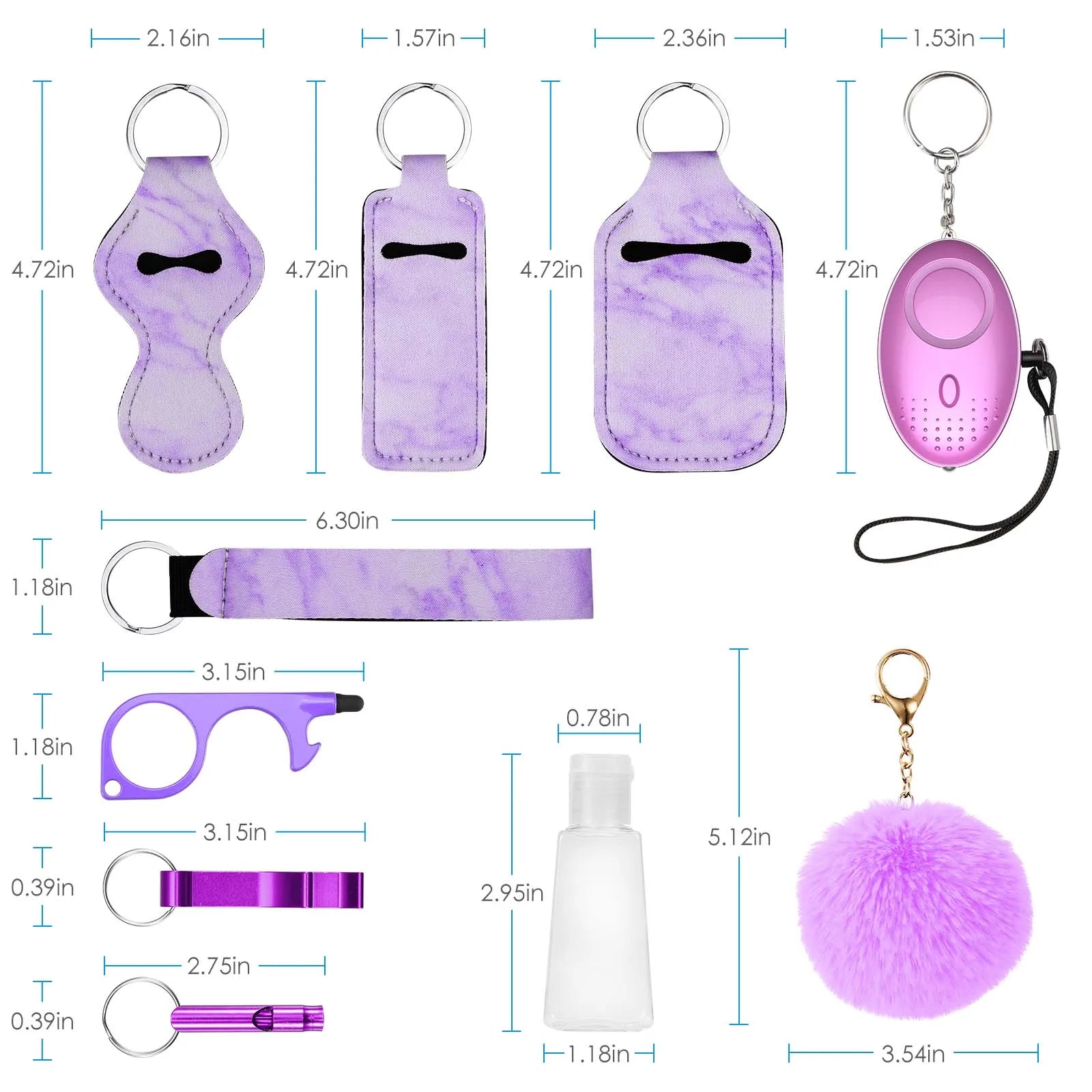 Safety Keychain for Women Full Set Self Defense Security Portable Key Chain Personal Alarm Emergency Tools Qme