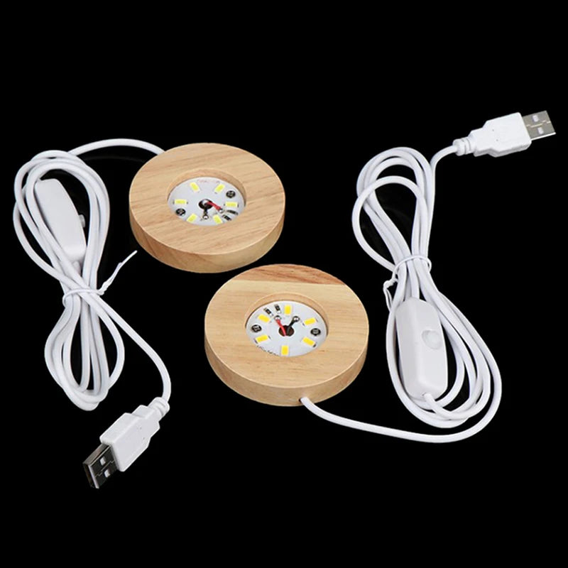 Wooden LED Light Dispaly Base Night Lamp Display Crystal Ball Wood Qme