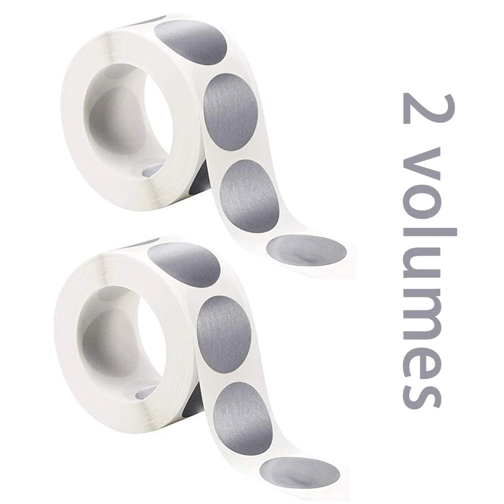 300Pcs 2.5cm/1inch Round Gold/Silver Self-adhesive Scratch Label Stickers,Can Be Used For Scratch Cards, Wedding Gift Cards Qme 2 Pcs silver