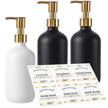 Delicate Home Refillable Shampoo Conditioner Body Wash Bottles Set of 3 Matte Black & White Plastic Pump Bottles Luxury Bathroom Qme type A