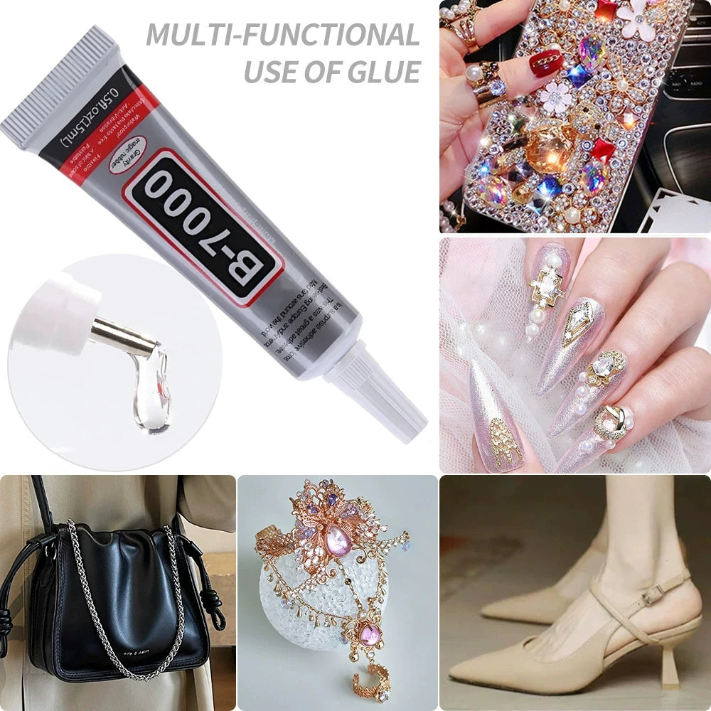 B7000 Glue Clear With Precision Tip, Rhinestone Glue for Nail, Craft Glue, Super Glue, Shoe Glue, Fabric Glue, Jewelry Glue Qme