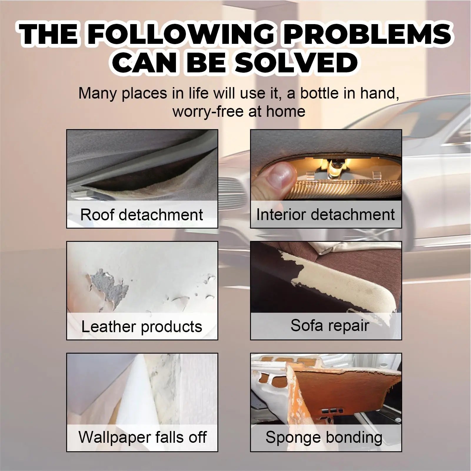 Headliner Glue 100g Car Roof Interior Glue Strong Adhesive with Brush Inside Repair for Leather Polyester Sponge Canvas Qme