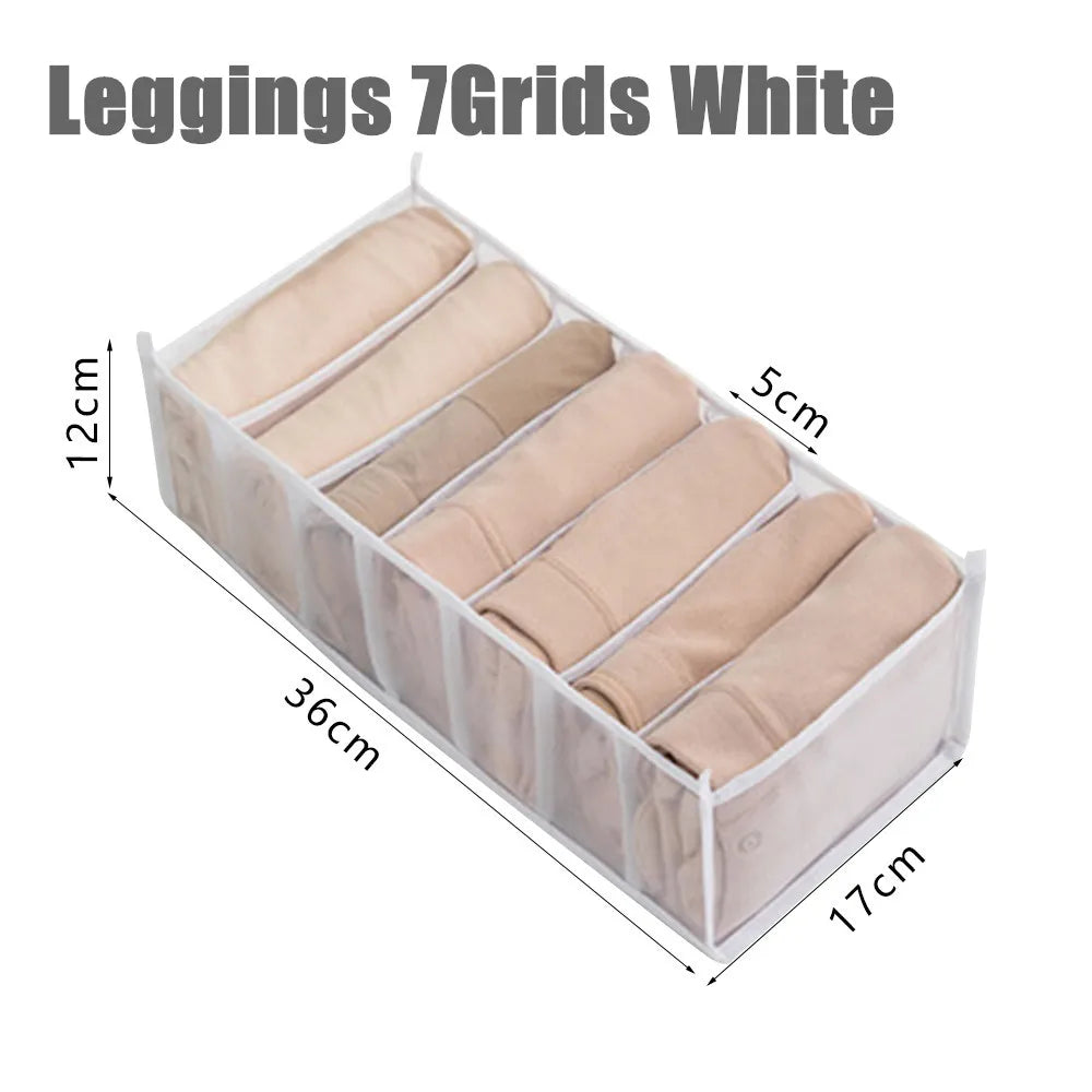 Clothing Storage Organizer Box Cabinets Drawer Jeans Organizer Underwear Pants T-Shirt Socks Storage Box Save Wardrobe Space Qme Leggings-White
