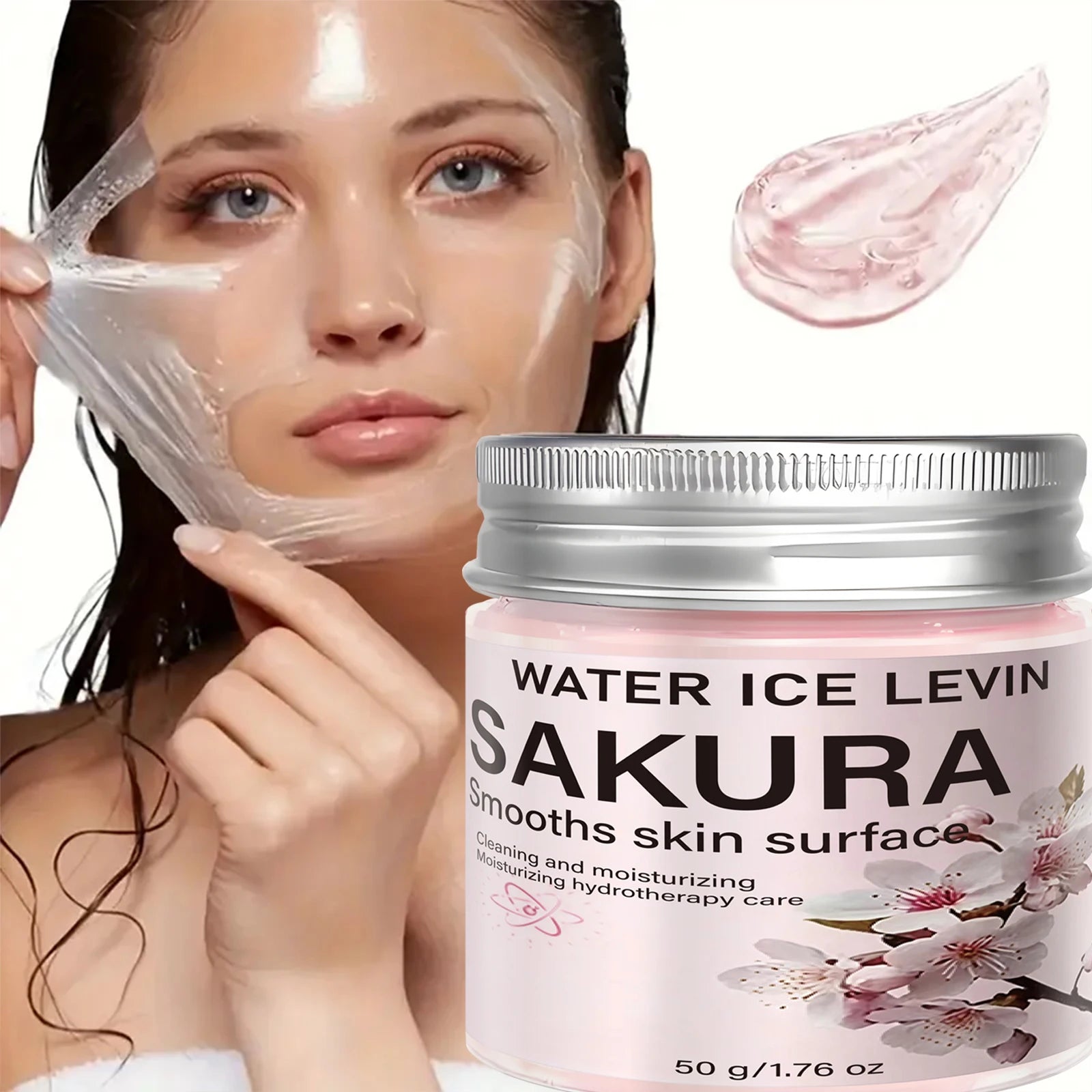 Moisturizing Sakura Face Mask, Collagen & Hyaluronic Acid for Smooth Skin Qme