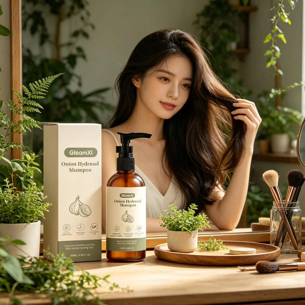 Gleamxi Onion Shampoo Lasting Moisturizing Frizz Damaged Hairs Repair Qme