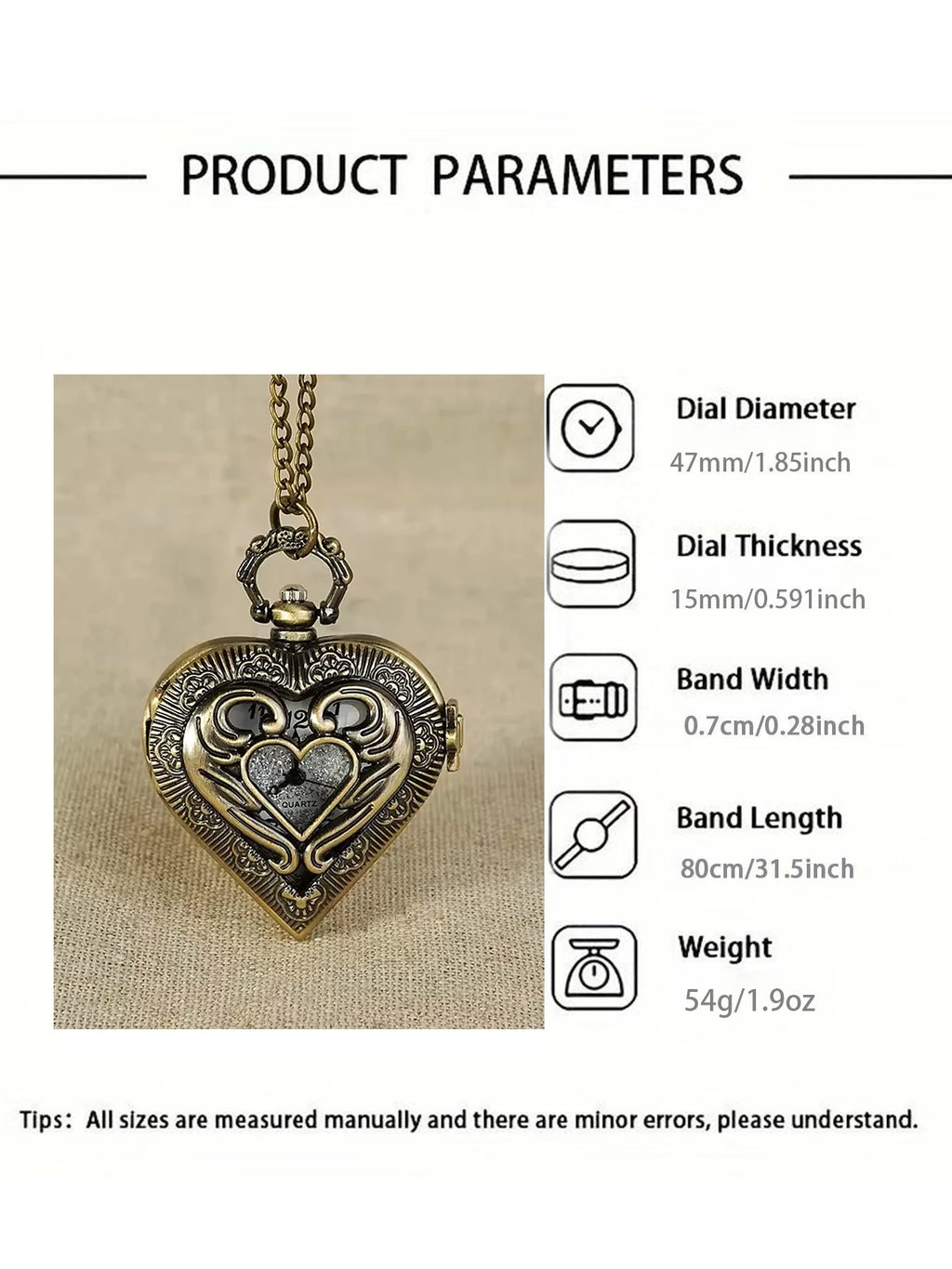 Vintage hollowed out heart-shaped pocket watch with carved heart quartz watch for couples, digital pointer pocket watch Qme