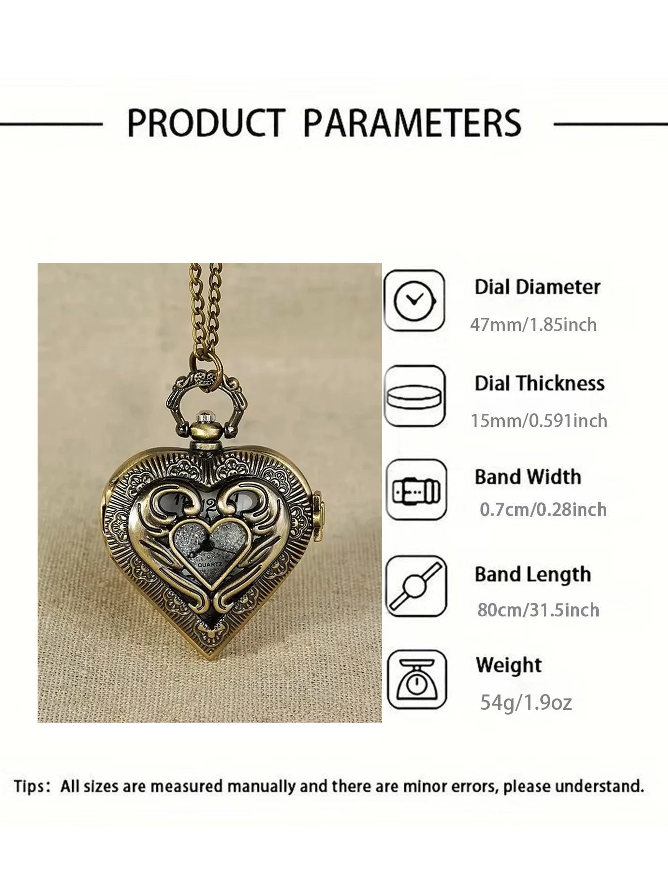 Vintage hollowed out heart-shaped pocket watch with carved heart quartz watch for couples, digital pointer pocket watch Qme