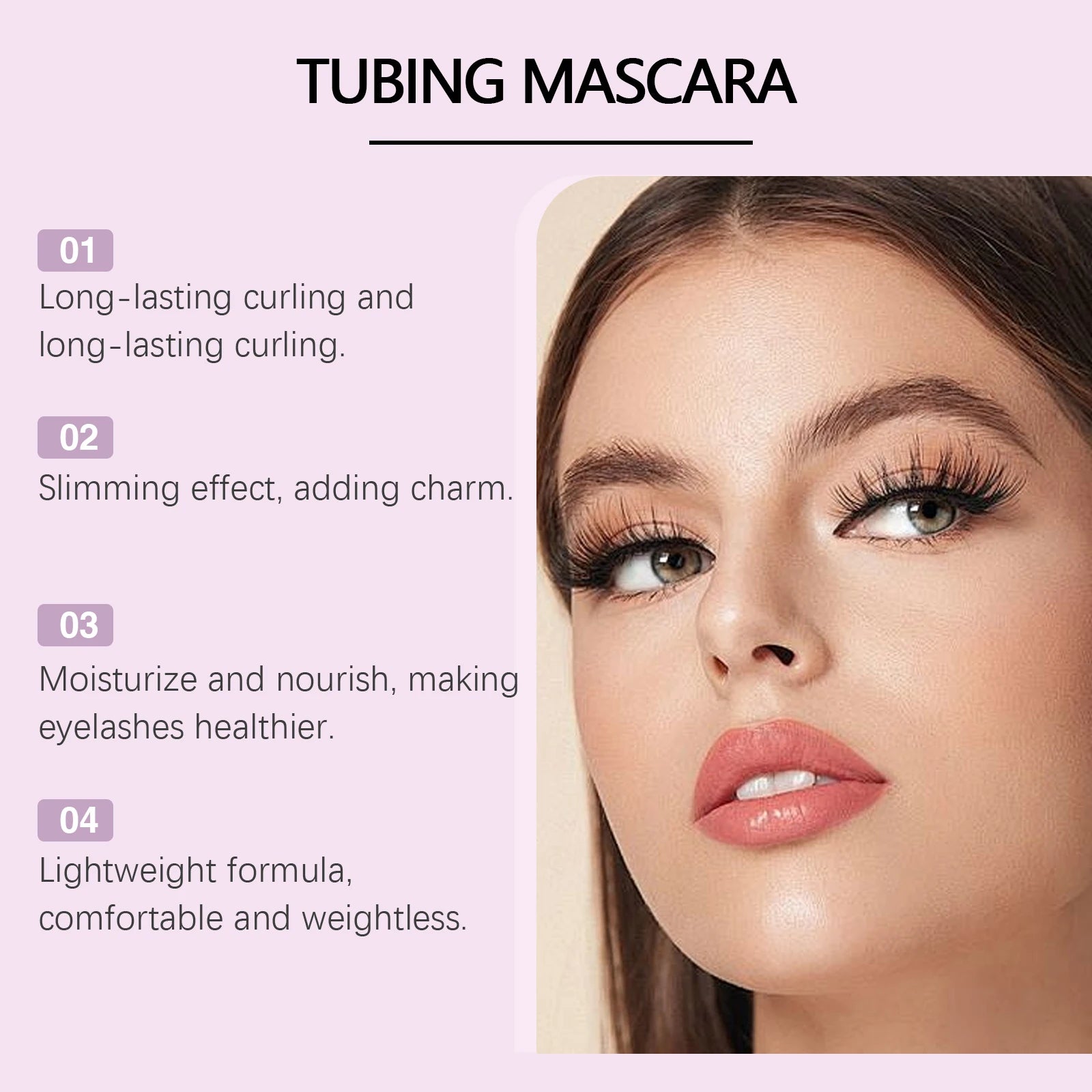Black Lengthening Mascara Natural Volumizing Curling Eyelashes Smudge-Proof Waterproof Clump-Free Gentle Care Black Mascara 5ml Qme