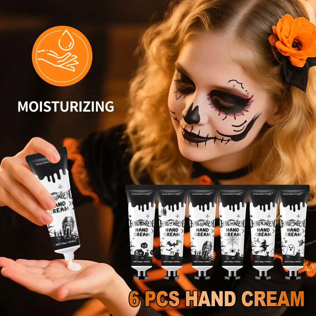 24PCS Halloween gift set (6 hand creams+6 lipstick) Each set includes a Halloween card and gift yarn bag Qme