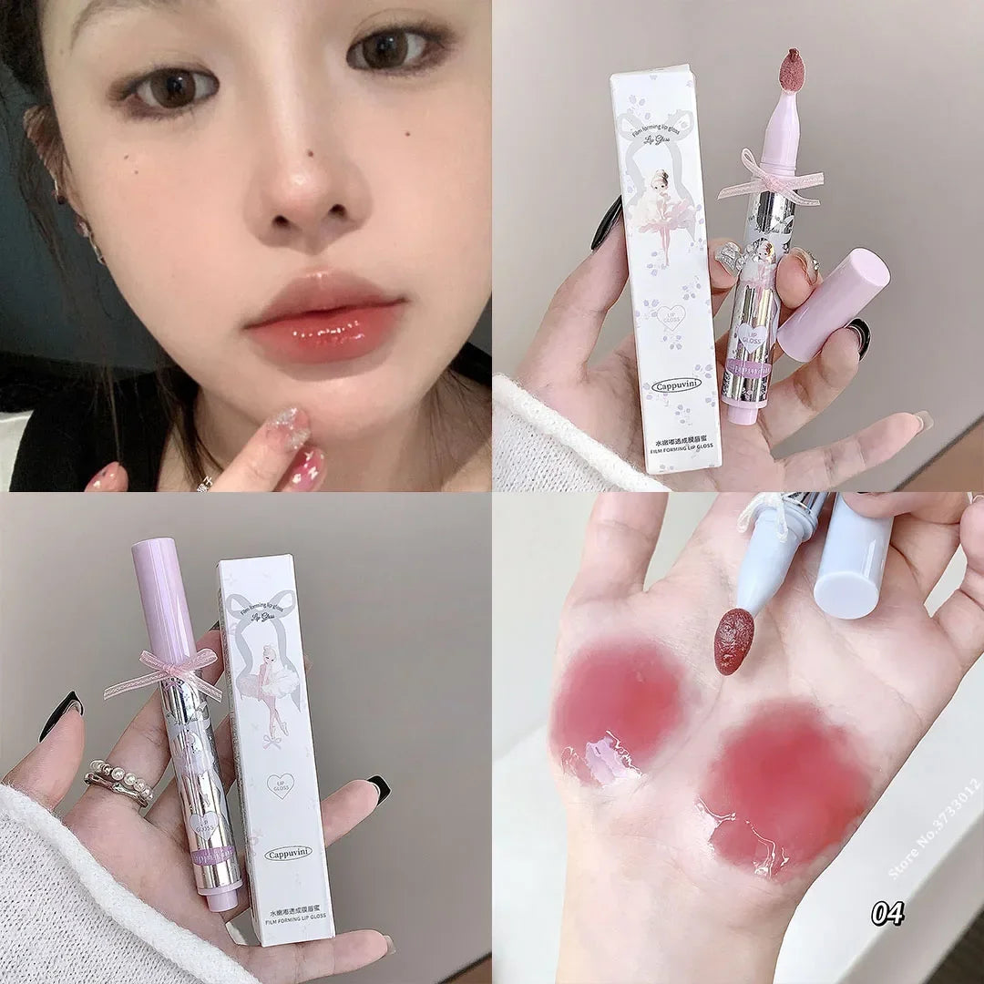 Halo-dyeing Tinted Lip Gloss Crystal Jelly Moisturizing Waterproof Mirror Water Glass Lip Gloss Transparent Color Cosmetics Gift Qme 04