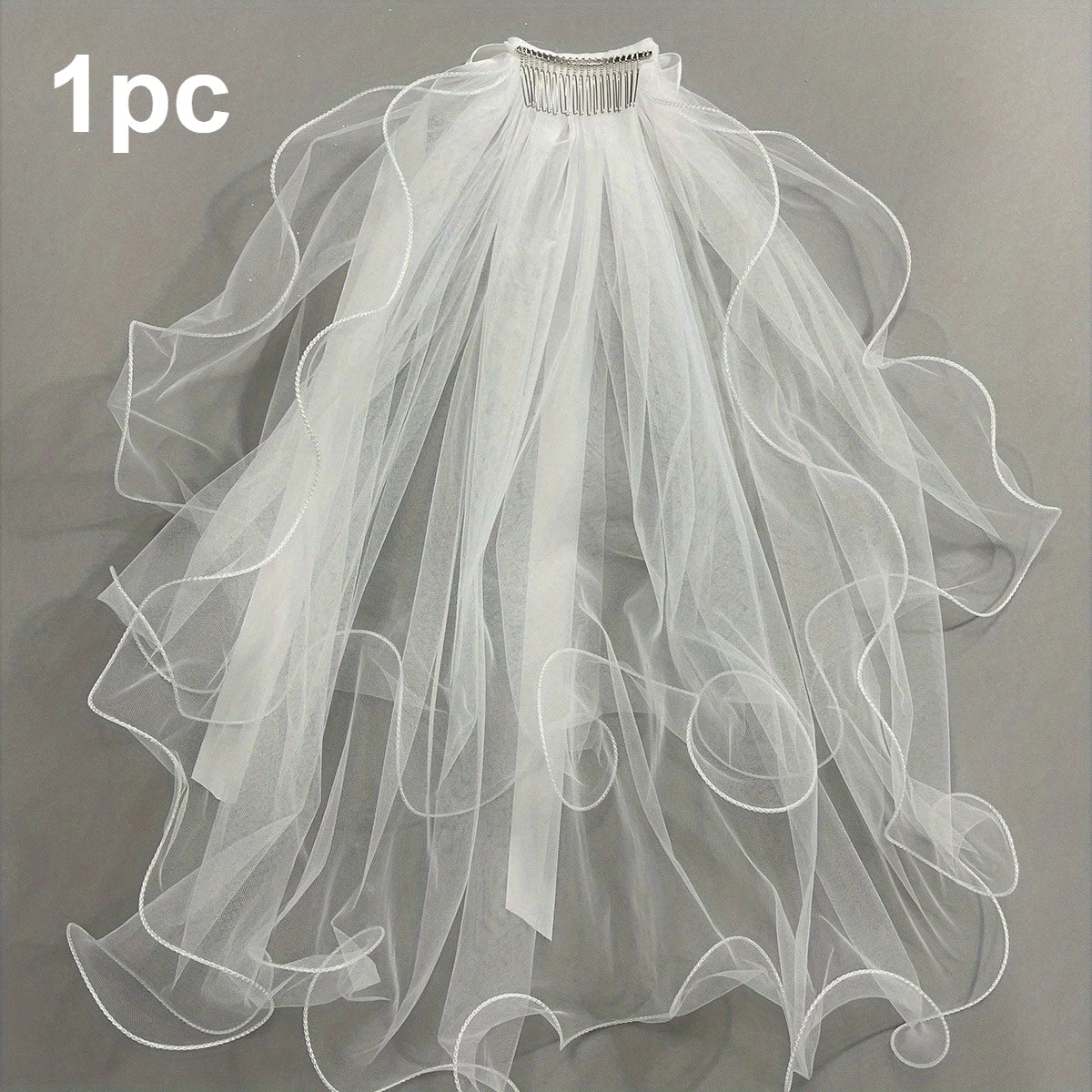 Bridal Veil Bachelorette Party White Bow Wedding Veil Elegant Tulle Layer Hair Clip for Women and Girls Qme 1pc
