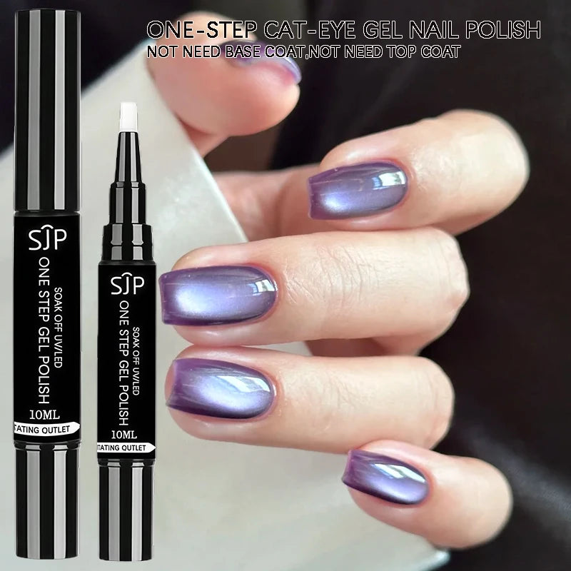 Purple One-step Gel Cat Eye Nail Polish UV No Base Coat Needed Qme