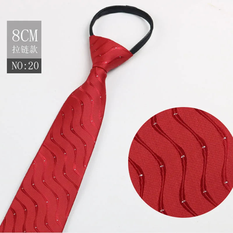Zipper Ties Men Pre-tied Neck Tie Red Black Navy Blue Neckties Qme green