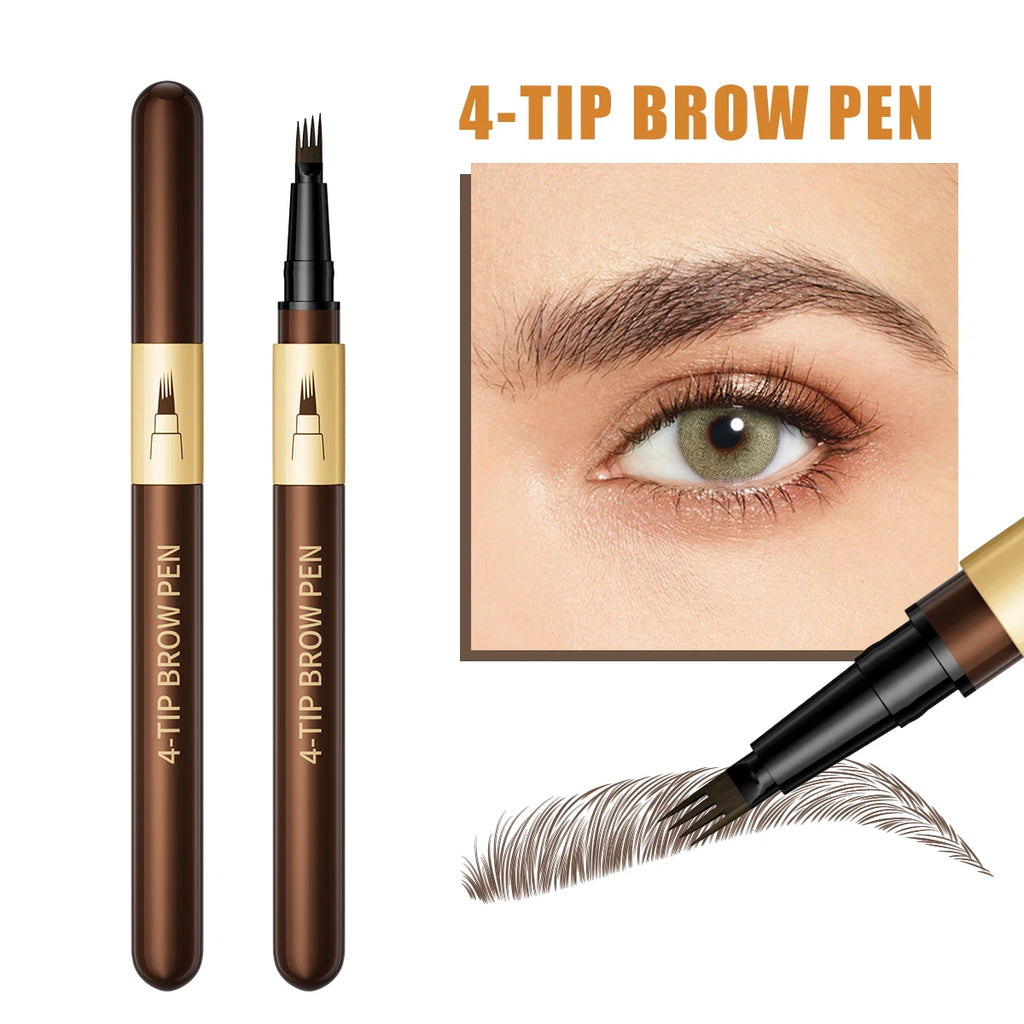 Four-pronged eyebrow pencil, four-end, long-lasting, non-smudged, water-resistant, anti-smudged eyebrow pencil Qme