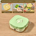 Portable Plastic Lunch Box Compartment Microwave Safe Fruit Salad Qme Three grid Green