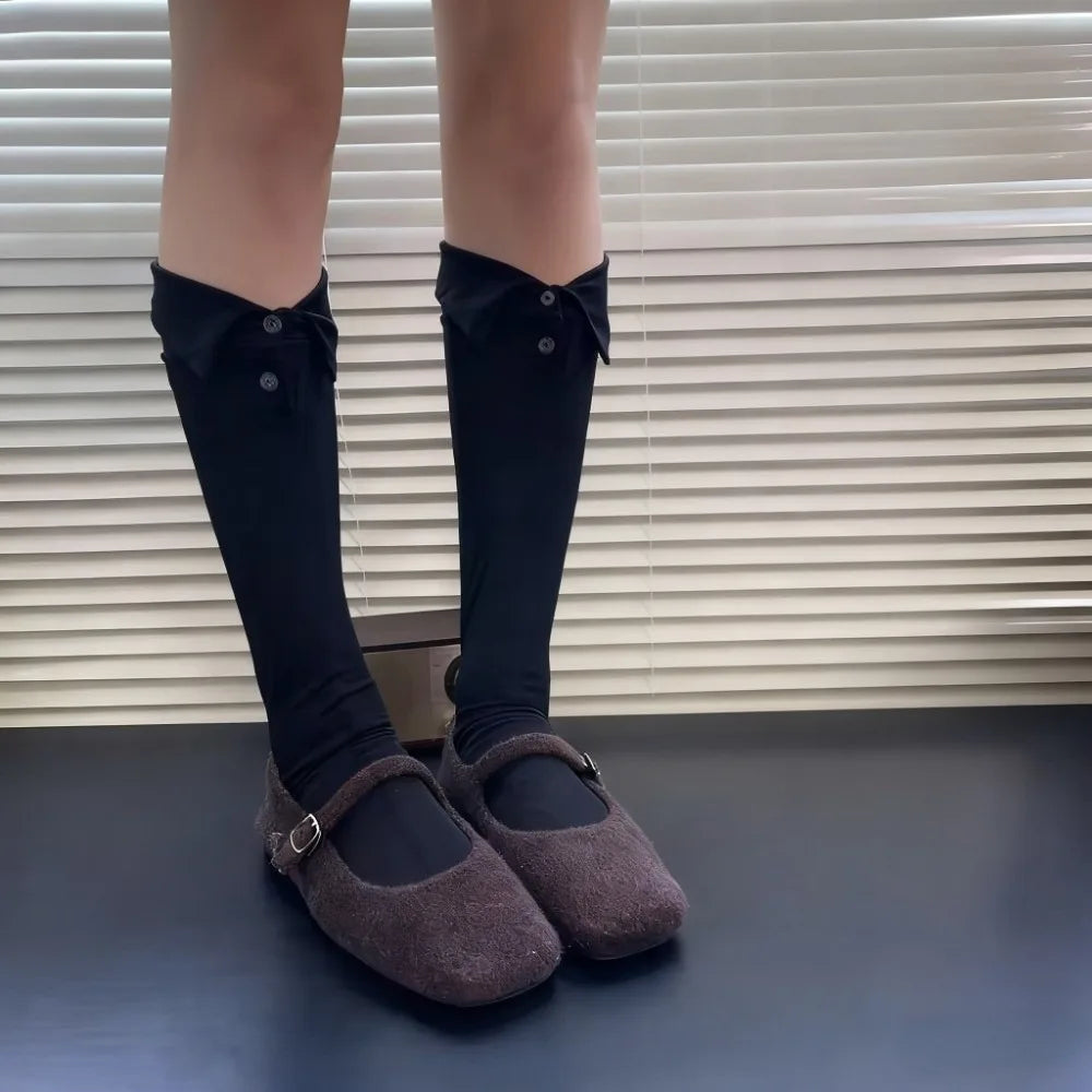 Comfortable Button Flip Collar Socks Lapel Novelty Polka Dot Socks Solid Color Hosiery Short Ankle Socks Female Qme One Size Style 8