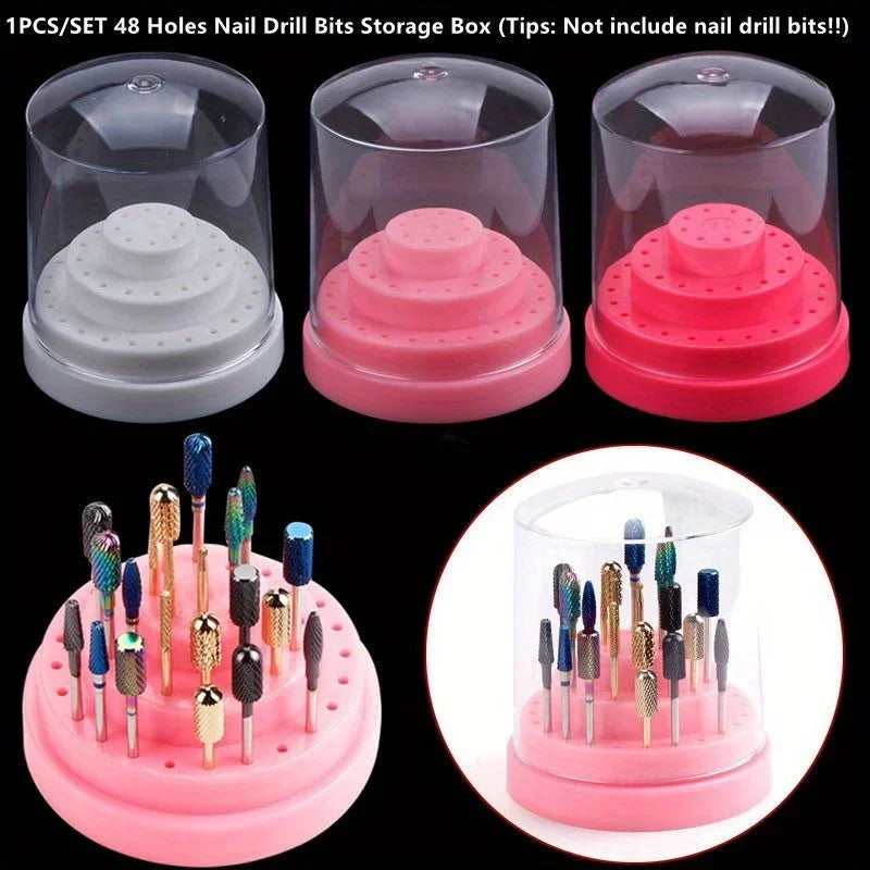 Nail Drill Bits Organizer Stand - Transparent Durable Storage Box，Nail polish grinding head storage box, grinding head box Qme