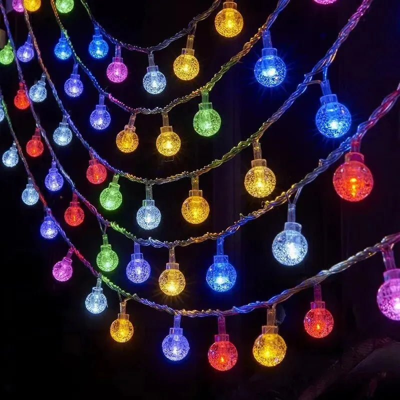 3M LED Light Crystal Ball Outdoor Garden Camping Light String 20 LED Lights Waterproof Garland Light Ramadan Decorations Qme Color