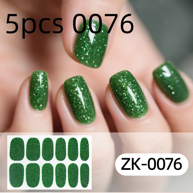 Nail Full Wrap Stickers Glitter Self Adhesive Gel Sticker Women Home