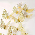 12 Hollowed Out Butterfly Wall Stickers Three-dimensional Simulation Qme Gold