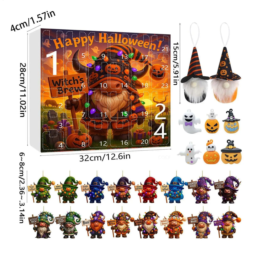 Gnome Countdown Calendar 24-Day Ornament Halloween Collectible 2D Qme