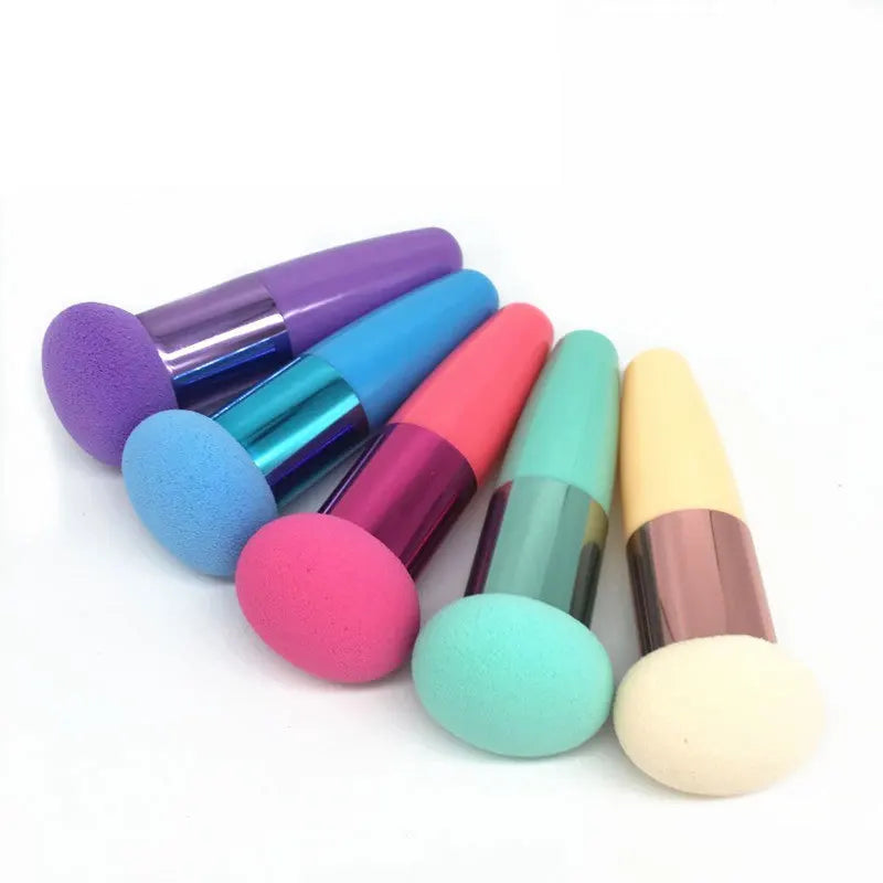 Mushroom Head Makeup Brushes Powder Puff Cosmetic Sponge Handle Women Qme