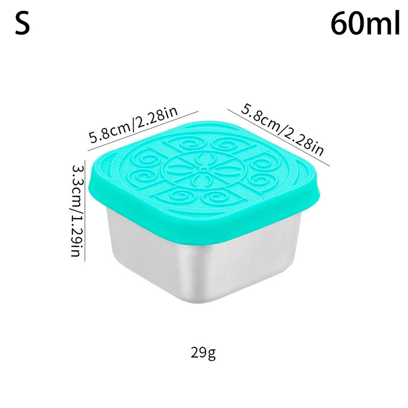 1 Stainless Steel Salad Box Snack Seasoning Container Silicone Lids Qme S Sky blue