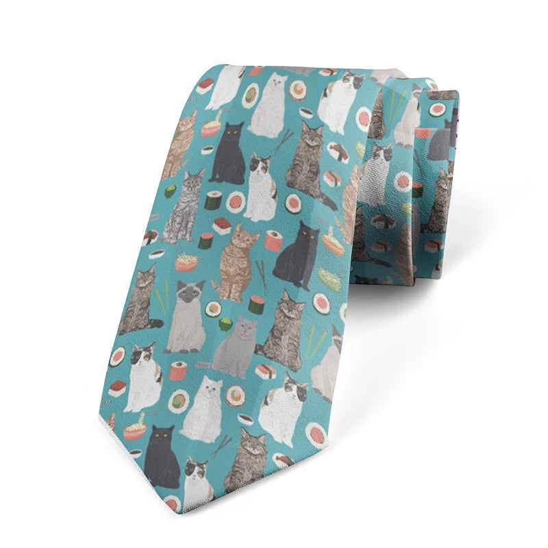 Funny Cartoon Dog Sunflower Print Tie Fashion Casual Polyester Men's Qme style4